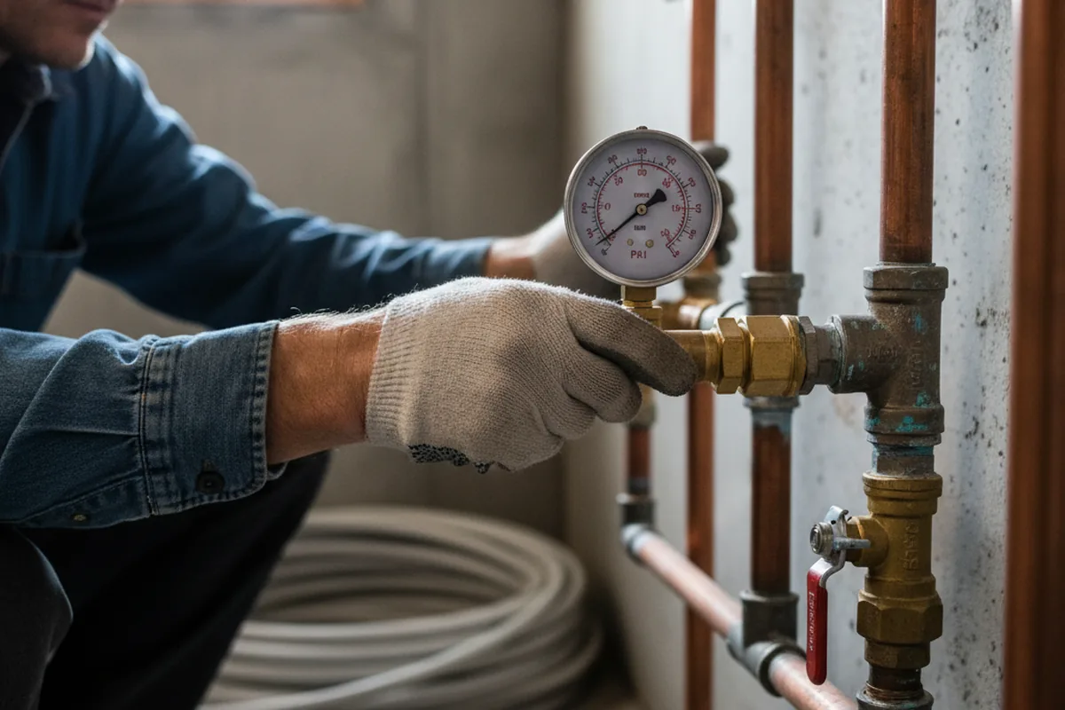 Pressure testing a repaired line during Water Line Repair in Green Cove Springs